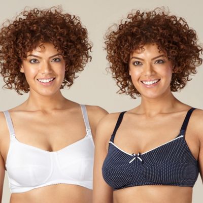 Miriam Stoppard Nurture Pack of two white and navy nursing bras